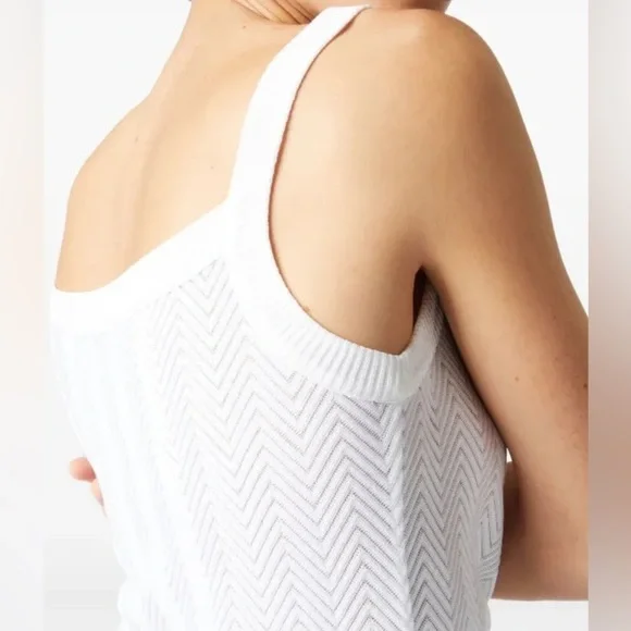 NWT Missoni White V Neck Chevron Tank Top Shirt IT40 NewZigZag Rare Knit